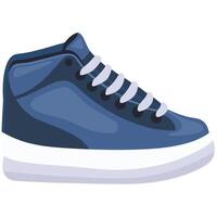 Stylish Blue High-Top Sneaker with White Laces, Modern Design, Casual Footwear, Isolated on White Background vector