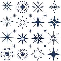 Dark Blue Starburst Icon Set for Party, Celebration, and Background Effects vector