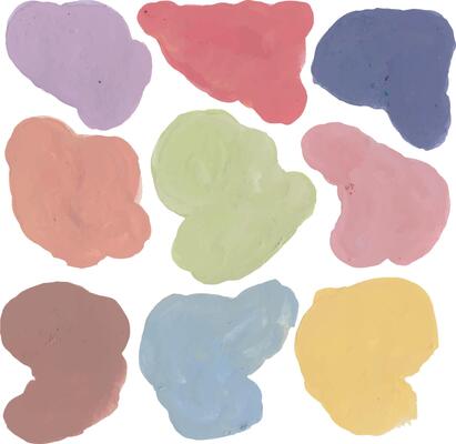 Colorful paint swatches and blobs with pastel colors