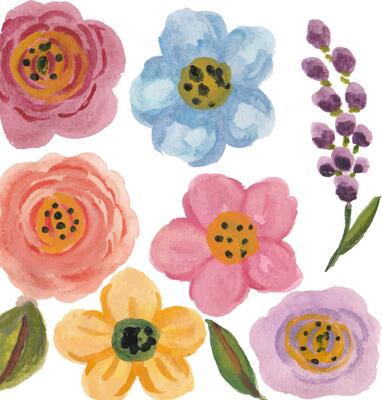Watercolor Floral Arrangement Blossoms of Spring