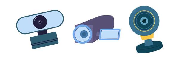 Flat illustrations various electronic gadgets and digital devices. Electronic Devices Hardware Set. vector