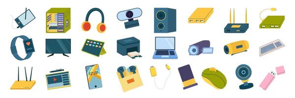 collection of tech devices and gadgets vector