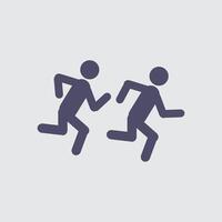 two people running in a line on a white background vector