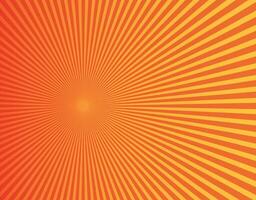 Abstract orange red sunburst background isolated flat design. vector