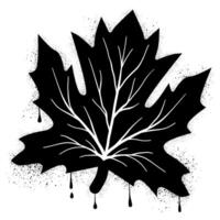 Maple leaf with black spray paint graffiti vector