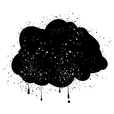 Cloud graffiti with black spray paint splashes