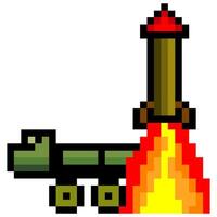Missile launcher truck with pixel art style vector