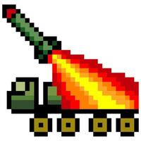 Missile launcher truck with pixel art isolated on white background vector