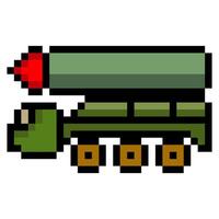 Rocket launcher truck with missiles in pixel art style vector