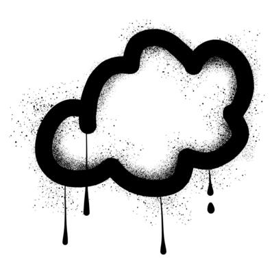 Cloud graffiti with black spray paint