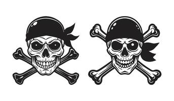 Skull With Bandana Silhouette Wearing Head Scarf In Unique Style Perfect For Prints Stickers And Decorations vector