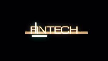 Animation text of Fintech gold glittering glitch text effect video