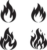 Black silhouette of abstract flames isolated on a white background. Concept of fire illustration, flame design, minimalist style, decorative element vector
