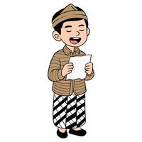 Illustration of a funny character wearing cultural clothes while reading poetry vector