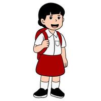 Illustration of the character of an elementary school student returning to school vector