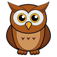 An owl with big eyes and a white background vector