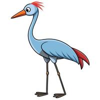 A cartoon blue heron with red feathers vector