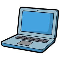 A laptop computer with a blue screen on a white background vector