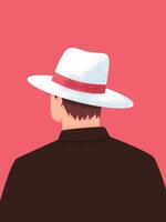 An enigmatic man with a fedora, his back turned, a symbol of timeless style and intrigue. vector