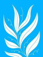 A clean, modern illustration of delicate white leaves against a vibrant blue background, perfect for conveying themes of freshness and natural elegance. vector