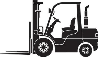 Industrial forklift truck with forks raised in silhouette vector