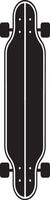 Classic longboard skateboard with four wheels and trucks silhouette vector