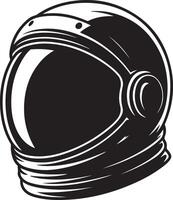 Retro astronaut helmet with reflective visor and detailed straps silhouette vector