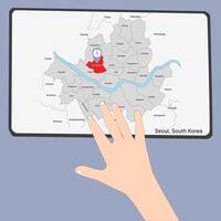 Seoul South Korea map with neighboring districts and seodaemun location vector