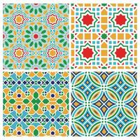 Bahrain traditional ornament seamless pattern set vector