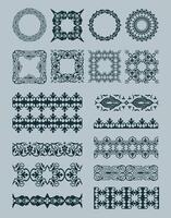 Ornate Iranian Style Borders and Decorative Elements Set vector