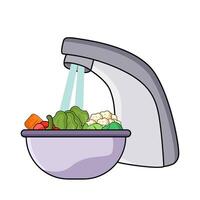 illustration of Washing Vegetables vector