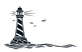The Seascape with a lighthouse. vector