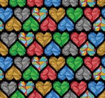 Seamless background with color hearts. vector