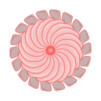 Soft Pink Swirl Mandala with Outer Petals, Abstract Floral Geometric Pattern, Elegant Layered Bloom Design png