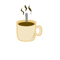 Steaming Coffee Mug with Spoon and Upward Steam, Inviting Hot Drink Graphic, Simple Cartoon Beverage for Relaxation png