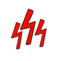 Dynamic Red Lightning Bolt Trio, Energetic Hand-Drawn Thunderbolts, Alert and Power Symbol Graphic png