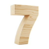 A Realistic Wooden Number or Digit Seven with a Natural Wood Texture, A Wooden Font Character of the Number 7 for Educational Use. Cut Out, Clipping Path Isolated on Transparent Background. png