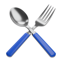 Crossed Fork and Spoon. Cut Out, Clipping Path Isolated on Transparent Background. png