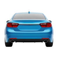 Back View of Modern Blue Sedan Isolated on Transparent Background. Cut Out, Clipping Path. png