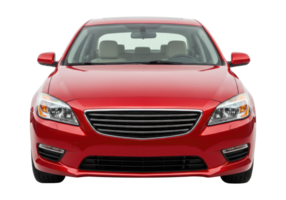 Red Family Sedan, Head-On View Isolated on Transparent Background. Cut Out, Clipping Path. png