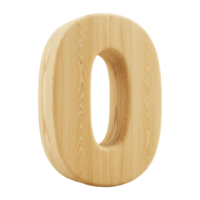 A Realistic 3D Wooden Number or Digit Zero with a Natural Wood Texture, A Wooden Font Character of the Number 0 for Educational Use. Cut Out, Clipping Path Isolated on Transparent Background. png