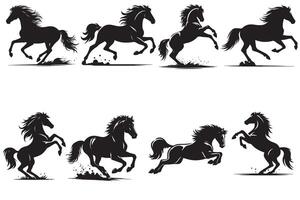 Silhouette of Running and Jumping Horses vector