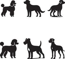 Silhouettes of various dog vector
