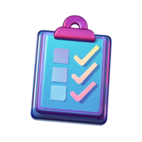 Colorful Clipboard with Checkmarks Illustration on Transparent Background for Design vibrant png