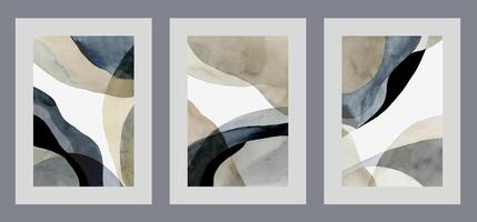 Abstract collages in modern scandinavian or nordic style, with spots on watercolor posters vector