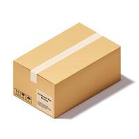 Isometric style of rectangle cardboard box packaging mockup isolated on white background, brown paper carton package parcel object template illustration vector