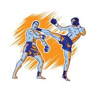 Thai Boxing illustration, perfect for t shirt design vector