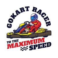 Go kart racing illustration, perfect for t shirt design and event logo vector