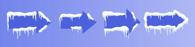 Versatile Snow-Capped Banners. Customizable arrow Winter Ad Designs vector