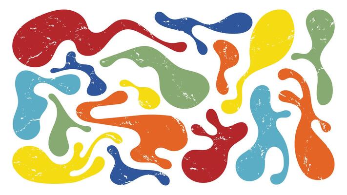Colorful organic shapes create dynamic visual flow in a textured abstract design